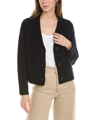 Vince Boxy Wool & Cashmere-blend Cardigan In Blue