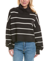 Free People Paulie Stripe Turtleneck Sweater In Black