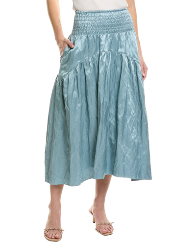 Vince Smocked Tiered Skirt In Blue
