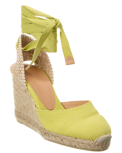 Castaã±er 80mm Carina Canvas Espadrille Wedges In Yellow