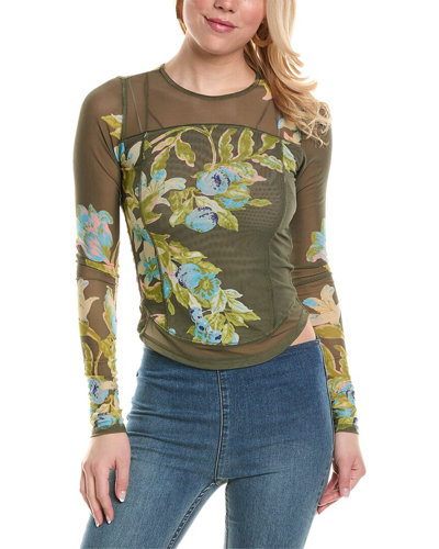 Free People Betty's Garden Top In Green