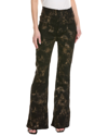 Free People Jayde Printed Metallic Flare Jeans In Black In Black