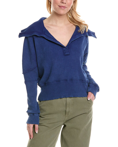 Free People Not So Ordinary Polo Pullover In Blue