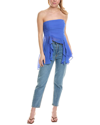 Free People Naeva Strapless Asymmetric Hem Top In Blue