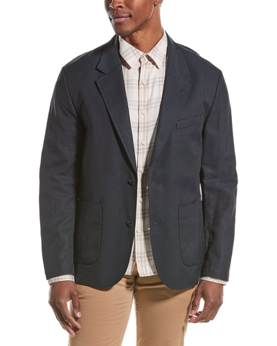 Vince Relaxed Linen-blend Blazer In Blue