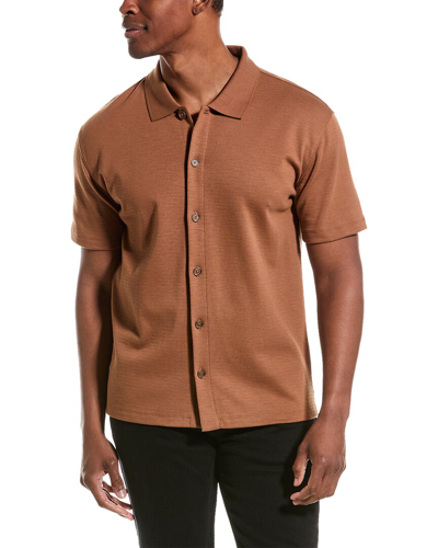 Vince Variegated Jacquard Button-down Shirt In Orange