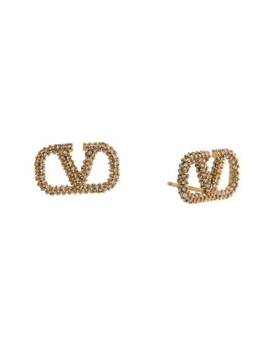 Valentino Garavani Vlogo Signature Crystal Stud Earrings In Gold