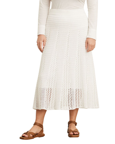 Vince Godet Crochet Midi Skirt In White