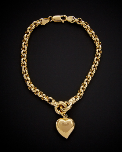 Italian Gold 18k  Puffed Heart Rolo Bracelet