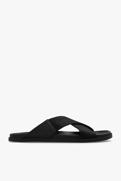Givenchy Black Slides With Logo In New