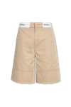 PALM ANGELS PALM ANGELS BEIGE SHORTS WITH LOGO