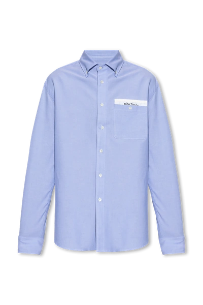 Palm Angels Light Blue Cotton Shirt In New