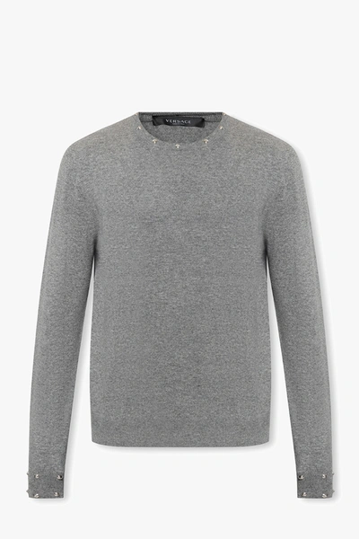 Versace Grey Wool Sweater In New