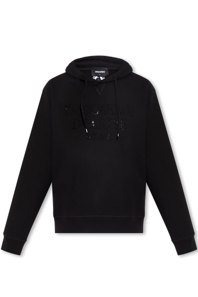 Dsquared2 Black Branded Hoodie In New