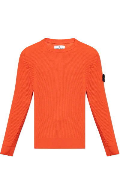 Stone Island Orange Ribbed Sweater In New