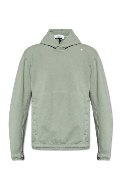 Stone Island Green Hoodie With Logo In New