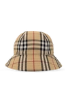 BURBERRY BURBERRY BEIGE CHECKED BUCKET HAT