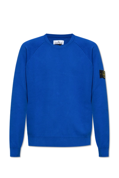 Stone Island Blue Sweater With Logo In New