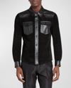 TOM FORD MEN'S SUEDE AND LEATHER WESTERN OVERSHIRT