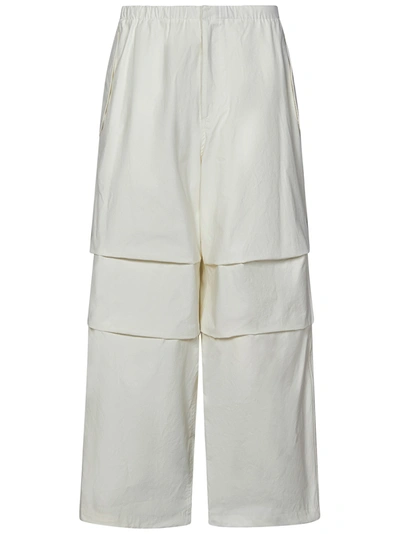 Jil Sander Cotton Trousers With Crease On The Knee In Bianco