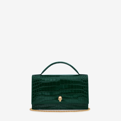 Alexander Mcqueen Top Handle Skull Bag In Emerald
