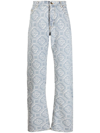 Casablanca Monogram-print Straight-leg Jeans In Bleachclmn