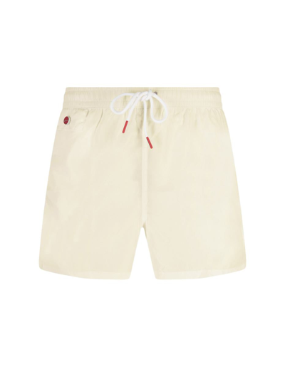 Kiton Cream Swim Shorts In White