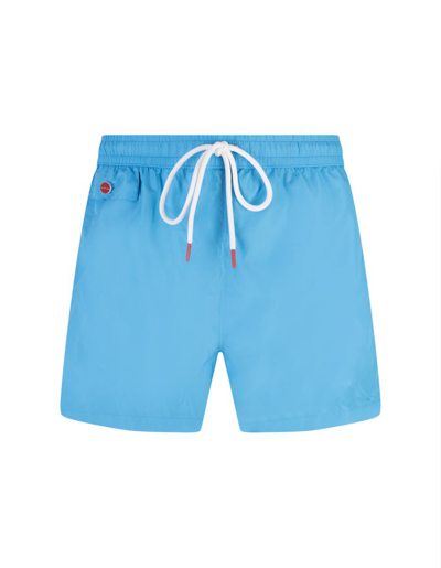 Kiton Logo-embroidered Swim Shorts In Blue