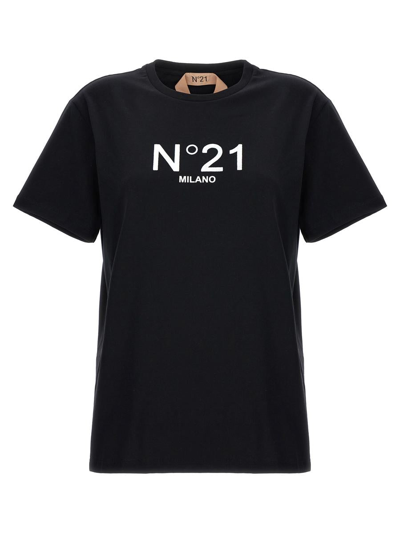 N°21 Flocked Logo T-shirt Black