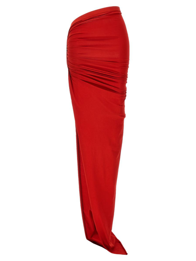 Rick Owens Edfu 平纹针织高腰半身裙 In Red
