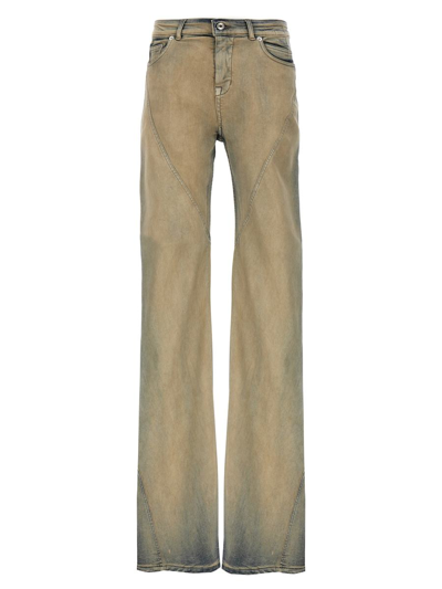 Rick Owens Drkshdw Off-white Bias Bootcut Jeans In Beige