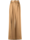 Zimmermann Silk Wide-leg Tuck Pants In Brown