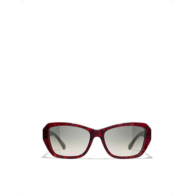 Pre-owned Chanel Womens Red Ch5516 Butterfly-frame Tortoiseshell Acetate Sunglasses