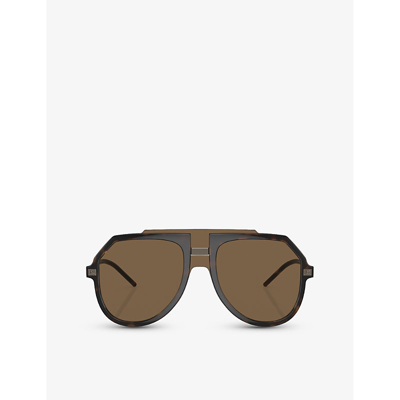 Dolce & Gabbana Dg6195 Pilot-frame Tortoiseshell Injected Sunglasses In Brown