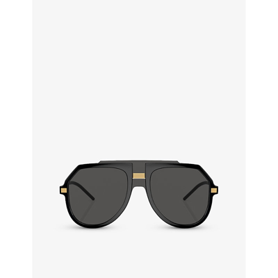 Dolce & Gabbana Dg6195 Pilot-frame Injected Sunglasses In Black