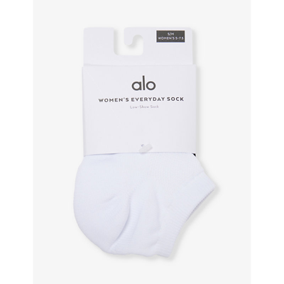 Alo Yoga Everyday Logo-print Stretch-woven Socks In White/black