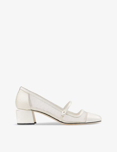 Jimmy Choo Womens Elisa 45 Mesh And Patent-leather Heeled Courts Latte/latte Eur 36 / 3 Uk
