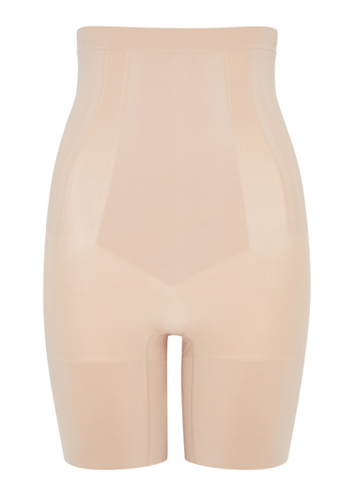 Spanx Oncore High-waisted Mid-thigh Shorts In Nude