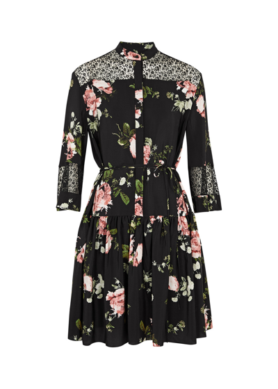 Erdem Lace-detailed Floral Silk Mini Dress In Pink
