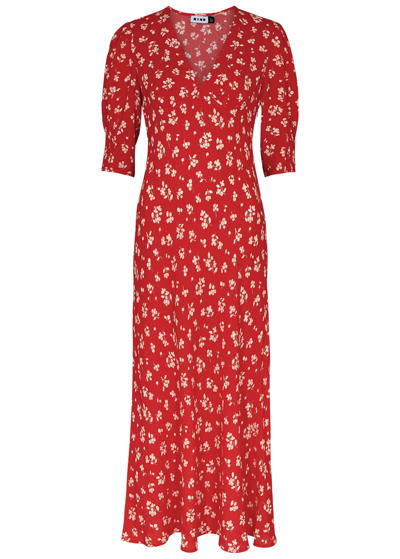 Rixo London Rixo Zadie Floral-print Midi Dress In Red