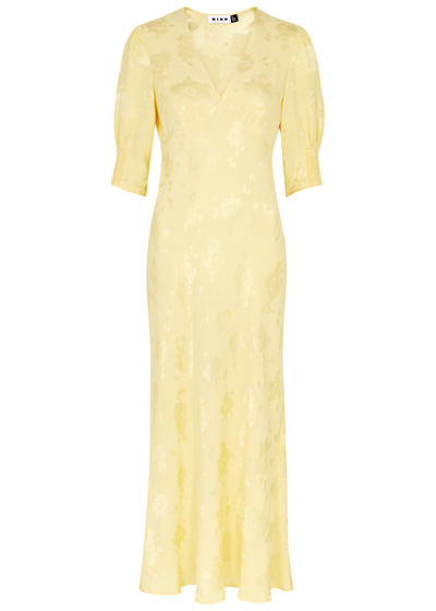 Rixo London Rixo Zadie Floral-jacquard Midi Dress In Gold