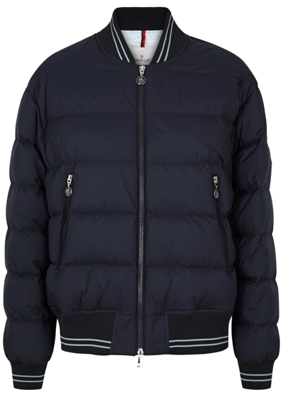 Moncler Argo Quilted Shell Bomber Jacket In Dark Blue