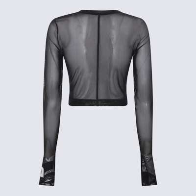 Dolce & Gabbana Long-sleeved Tulle Crop-top In Black