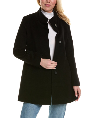 Fleurette Textured Wool-blend Car Coat In Black