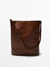 MASSIMO DUTTI NAPPA LEATHER BUCKET BAG