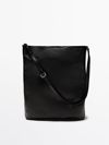 MASSIMO DUTTI NAPPA LEATHER BUCKET BAG