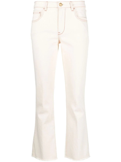 Fay Mid-rise Slight-flared Cropped Jeans In White