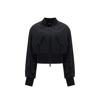 Dolce & Gabbana Draped Satin Cropped Bomber Jacket In Black