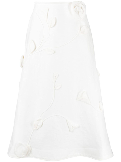 Zimmermann Matchmaker 花卉贴花亚麻半身裙 In White