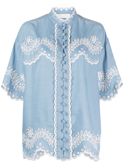 Zimmermann Zimmerman Junie Embrd Shirt Blue